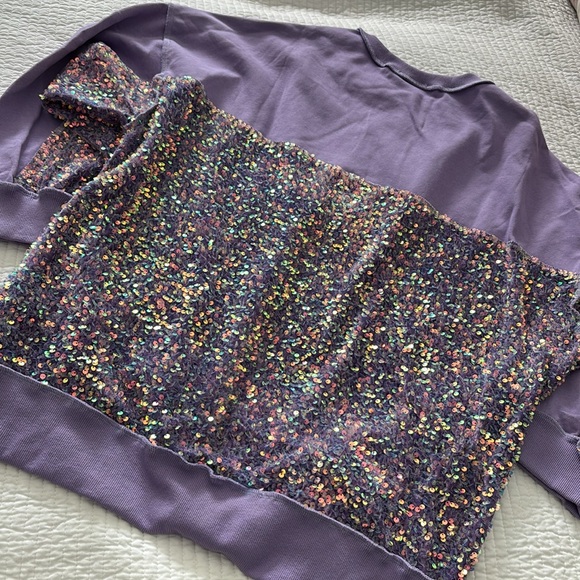 New Peach Love oversizeded sequin sweatshirts L - Picture 7 of 7